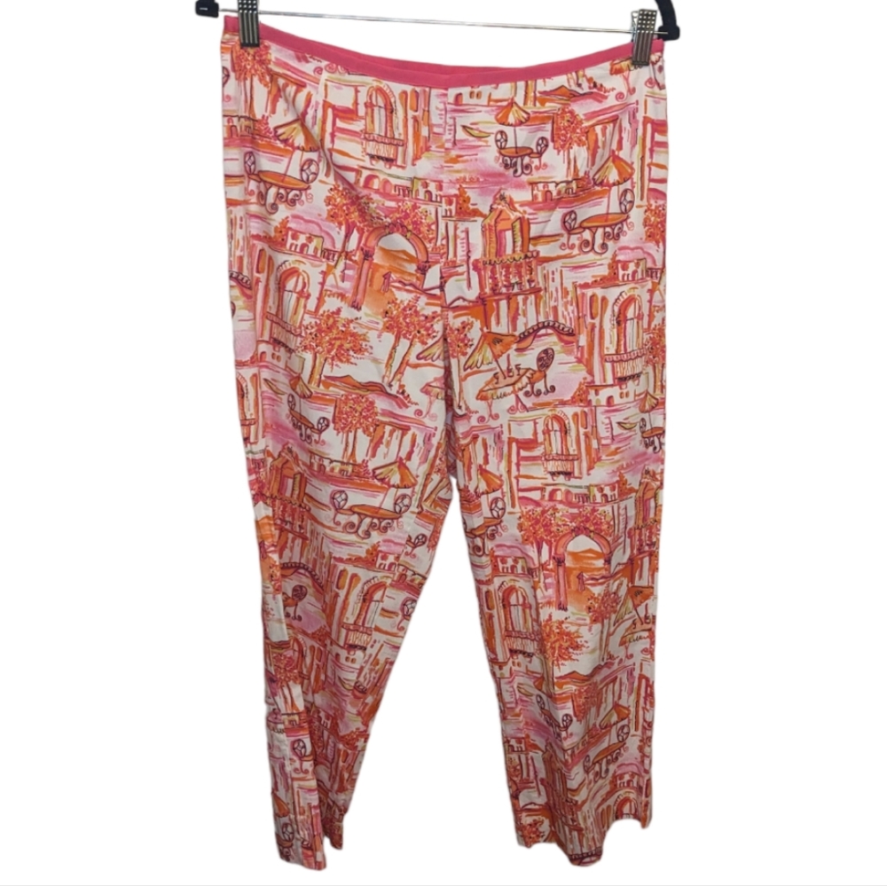 Catherine Stewart Women’s Tropical Pattern Crop Pants Sz 10 🌺